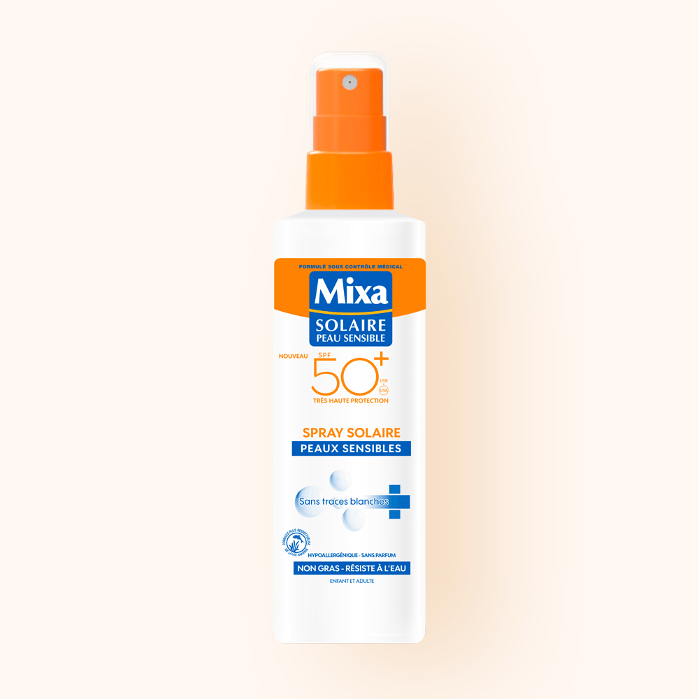 mixa front spray solaire peaux sensibles spf50+