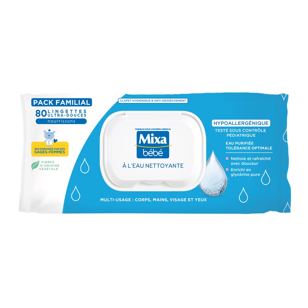 lingettes eau nettoyante 80