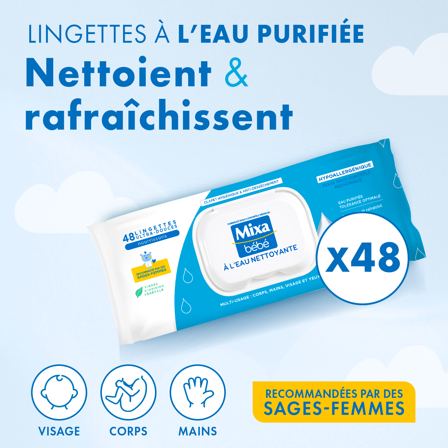 lingettes eau nettoyante